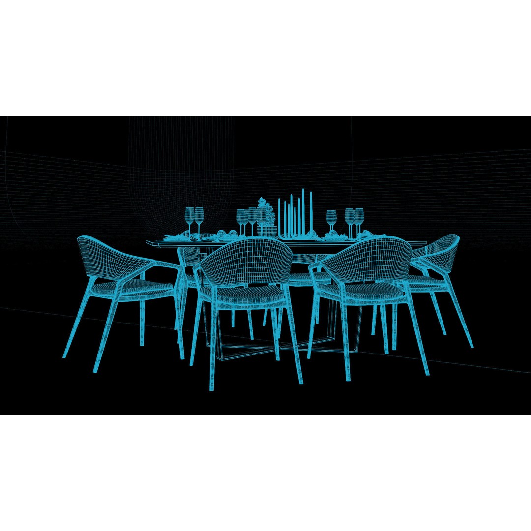 Ling Dong Series Dining Table 3D Model – Render Ready, FBX, OBJ - View 4