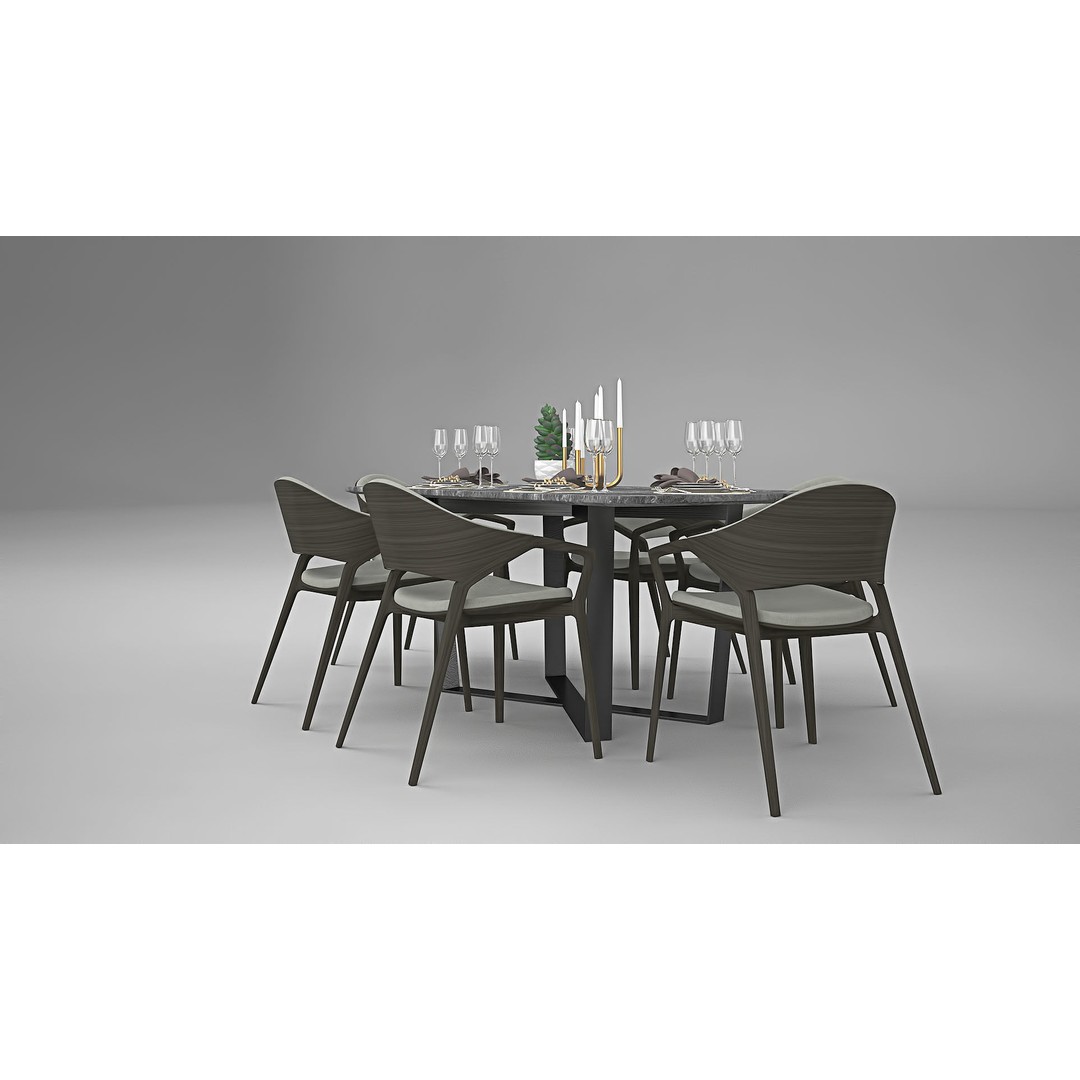 Ling Dong Series Dining Table 3D Model – Render Ready, FBX, OBJ - View 5