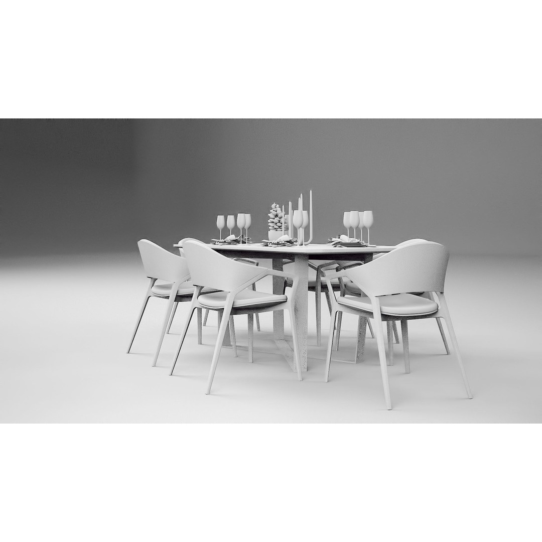 Ling Dong Series Dining Table 3D Model – Render Ready, FBX, OBJ - View 6