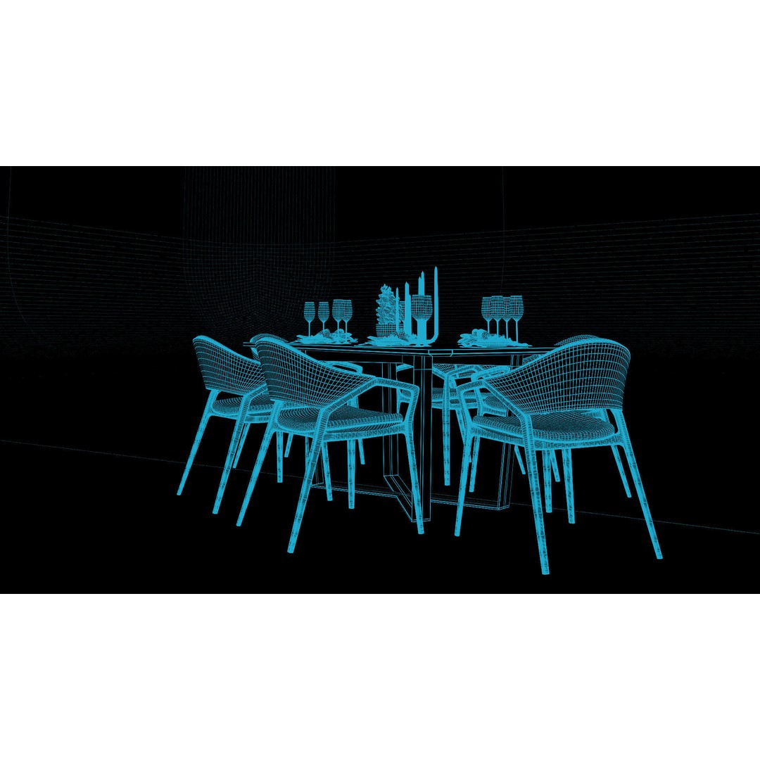 Ling Dong Series Dining Table 3D Model – Render Ready, FBX, OBJ - View 7