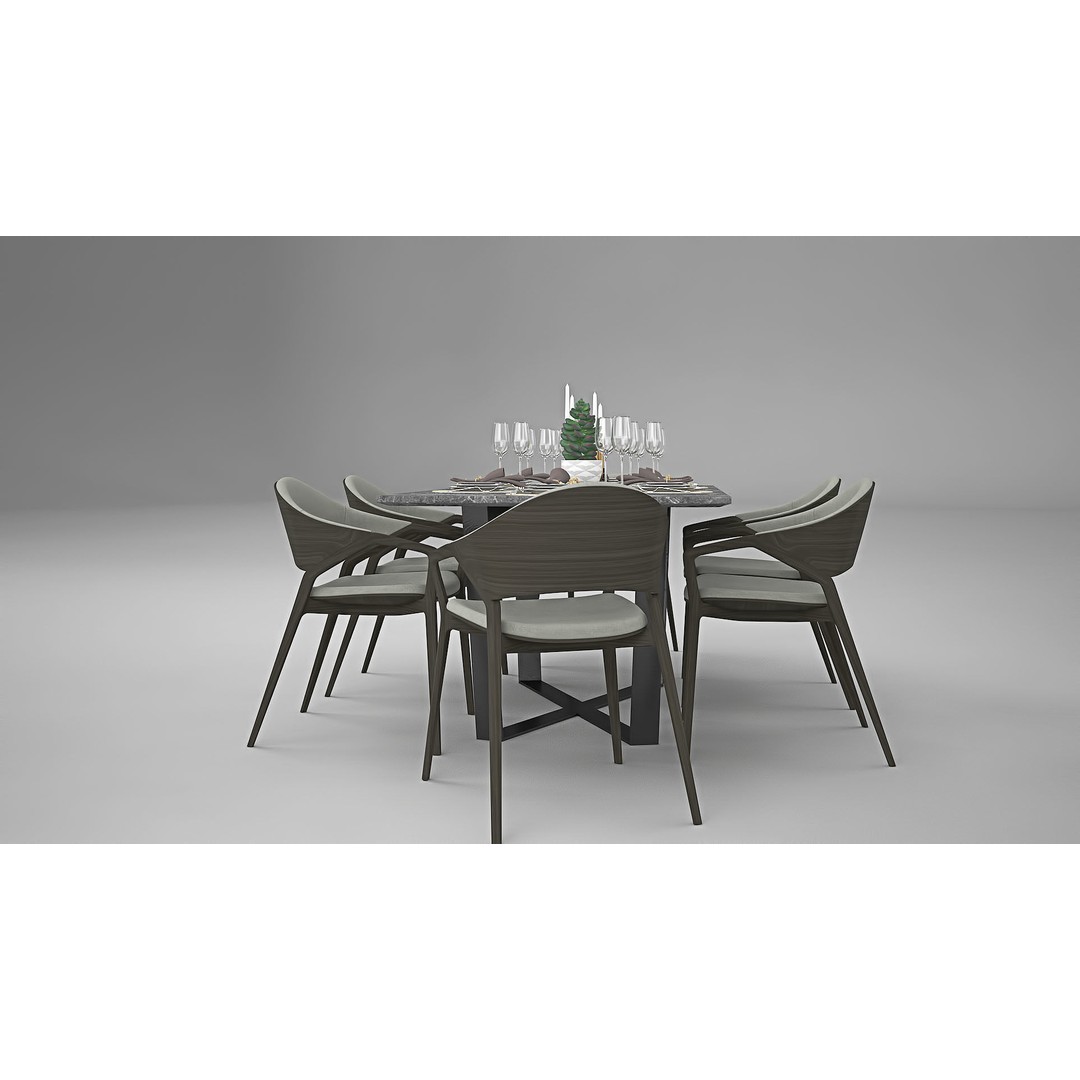 Ling Dong Series Dining Table 3D Model – Render Ready, FBX, OBJ - View 8