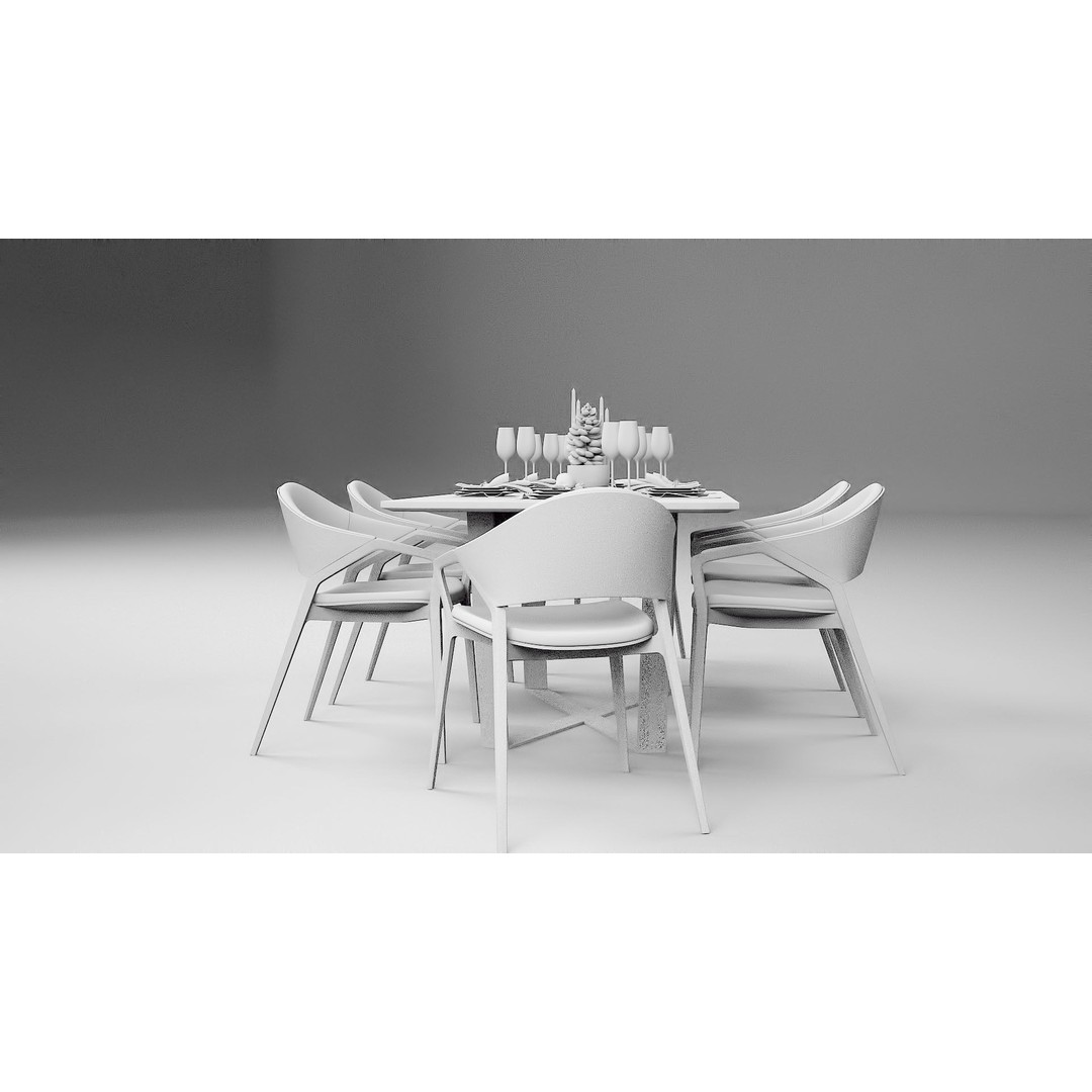 Ling Dong Series Dining Table 3D Model – Render Ready, FBX, OBJ - View 9