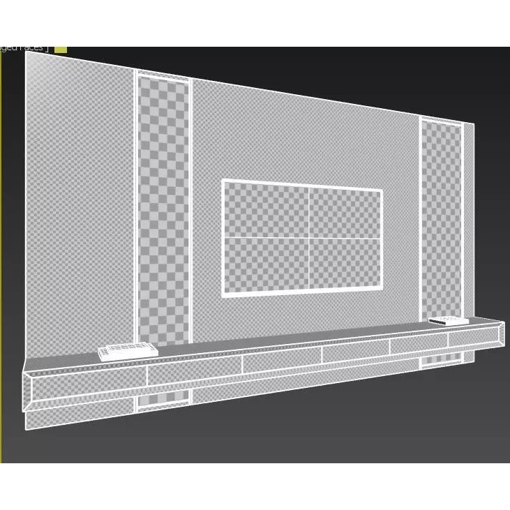 Modern TV Wall 3D Model – Contemporary Design, FBX & OBJ Formats - View 11