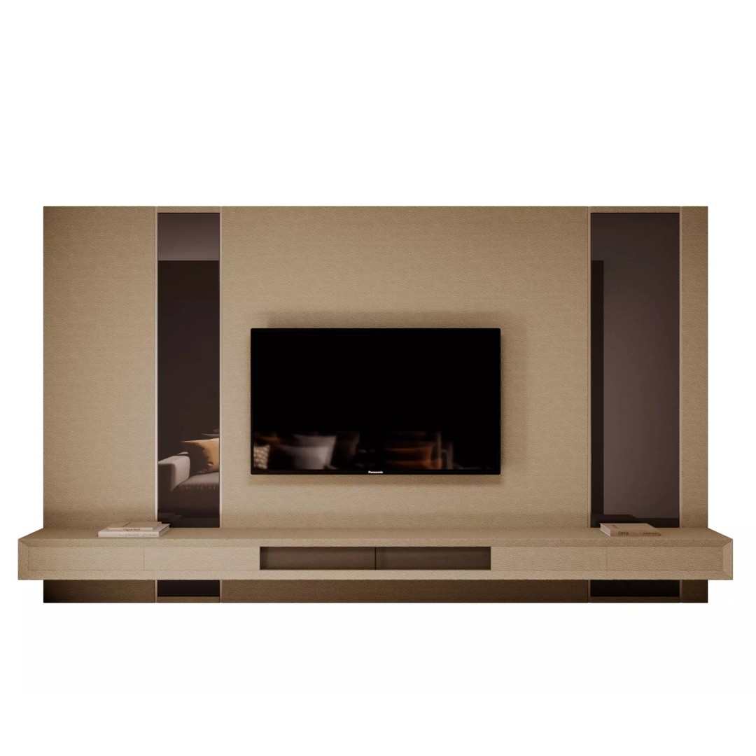 Modern TV Wall 3D Model – Contemporary Design, FBX & OBJ Formats - View 2