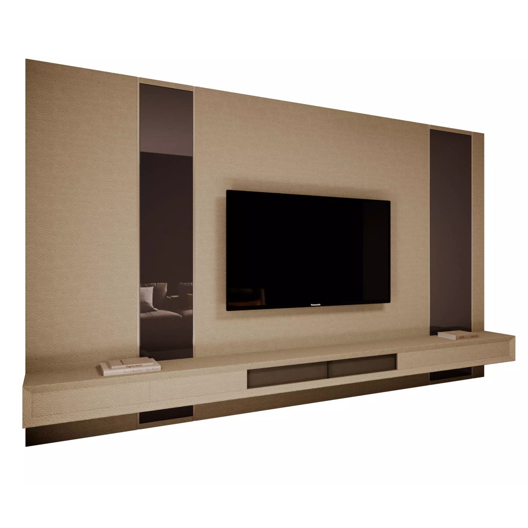Modern TV Wall 3D Model – Contemporary Design, FBX & OBJ Formats - View 3