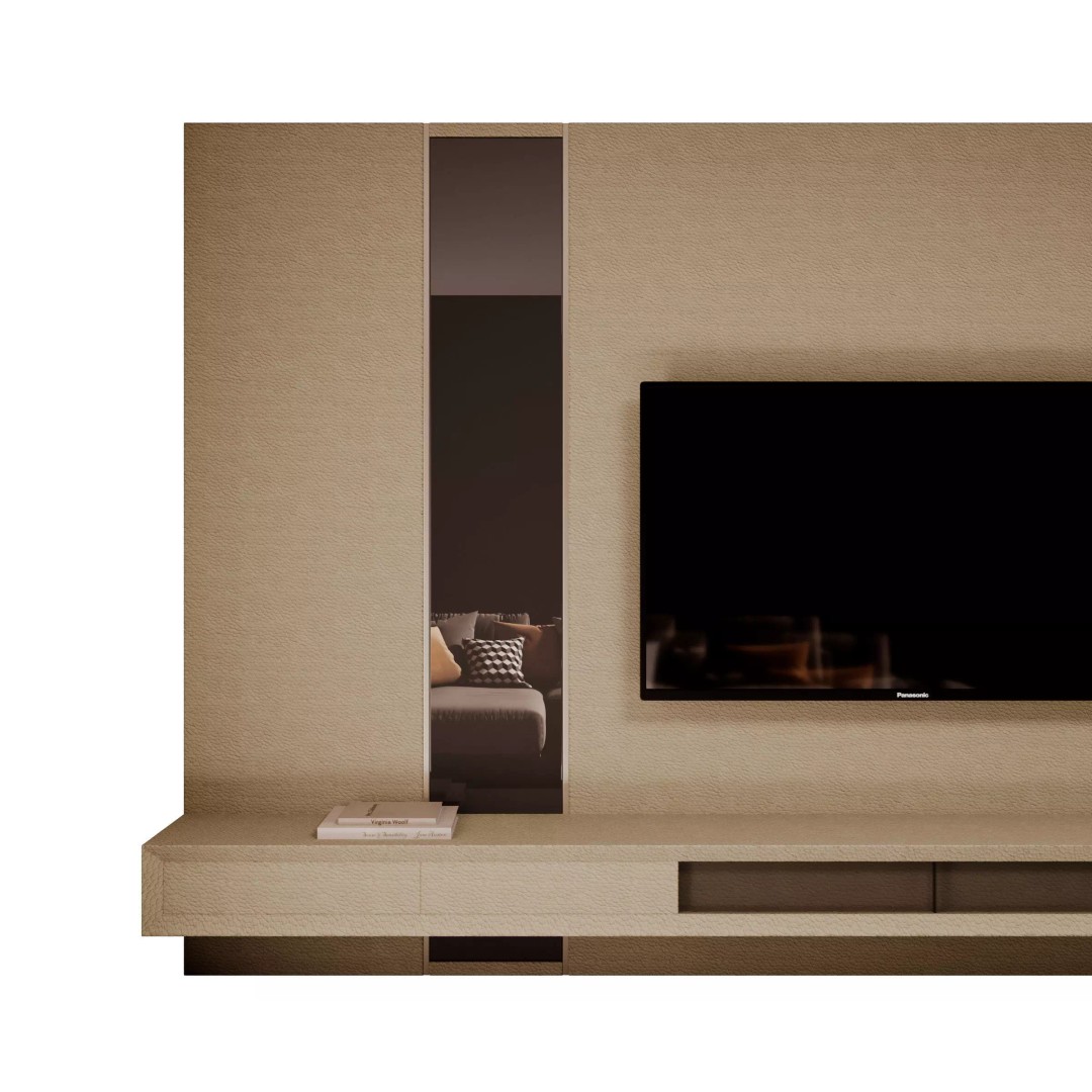 Modern TV Wall 3D Model – Contemporary Design, FBX & OBJ Formats - View 4