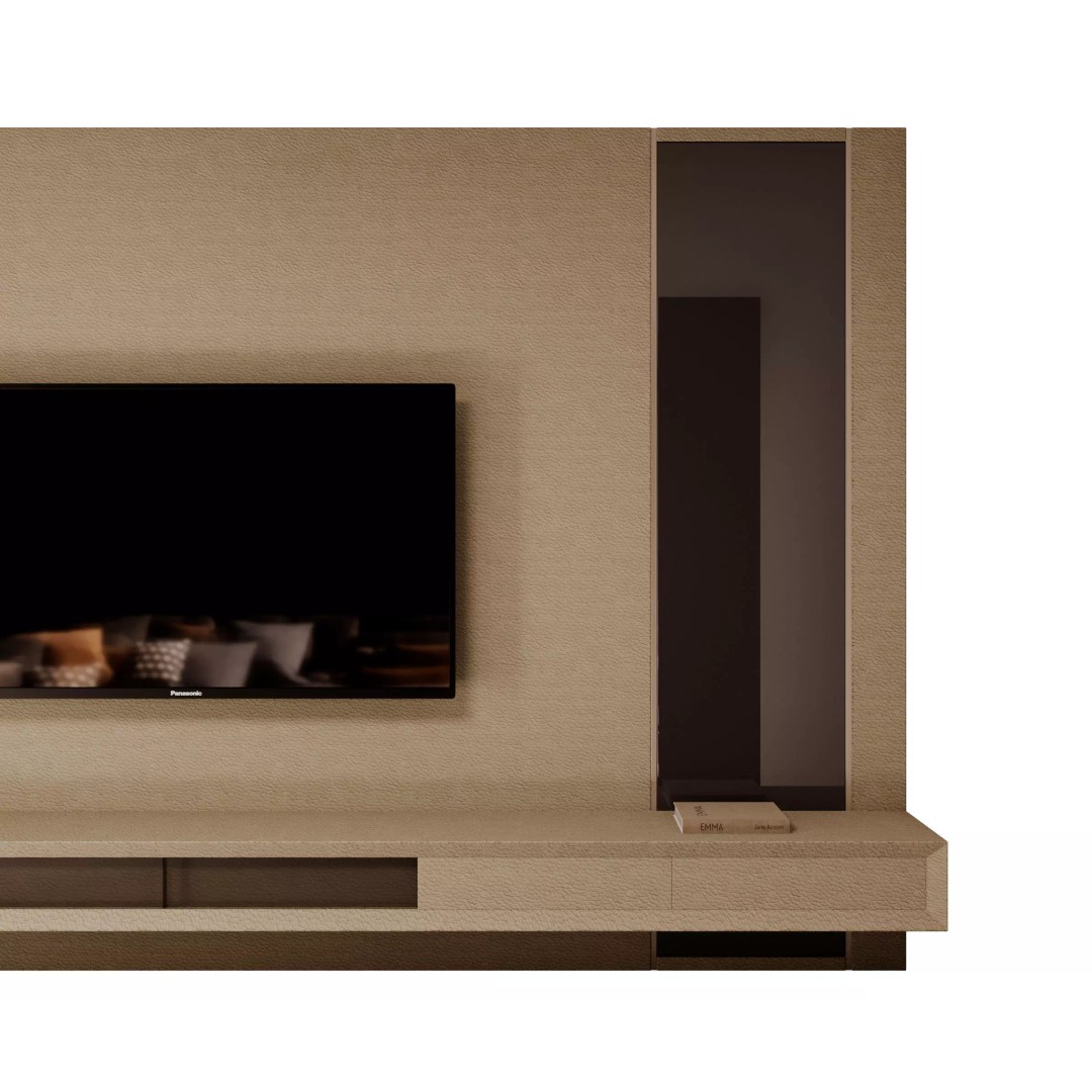Modern TV Wall 3D Model – Contemporary Design, FBX & OBJ Formats - View 5