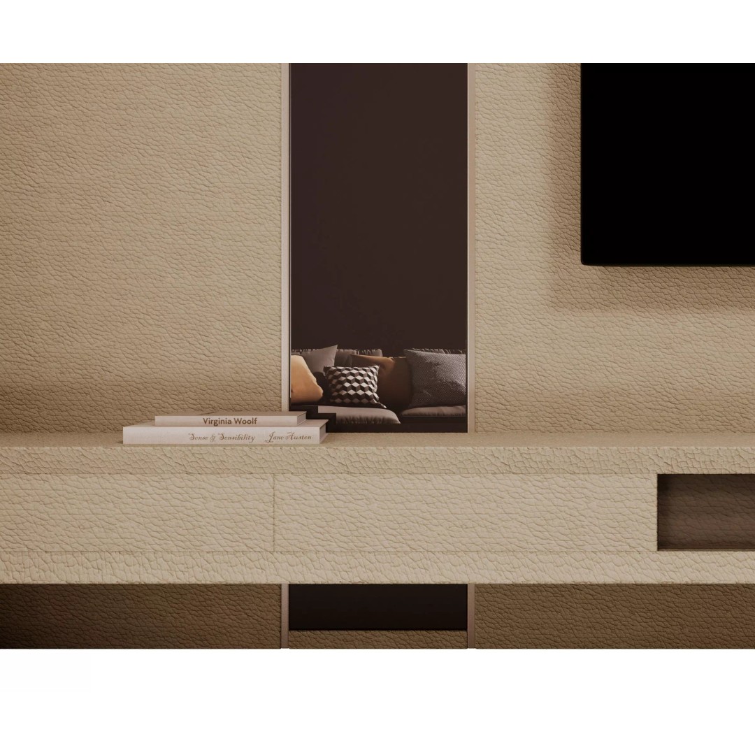 Modern TV Wall 3D Model – Contemporary Design, FBX & OBJ Formats - View 6