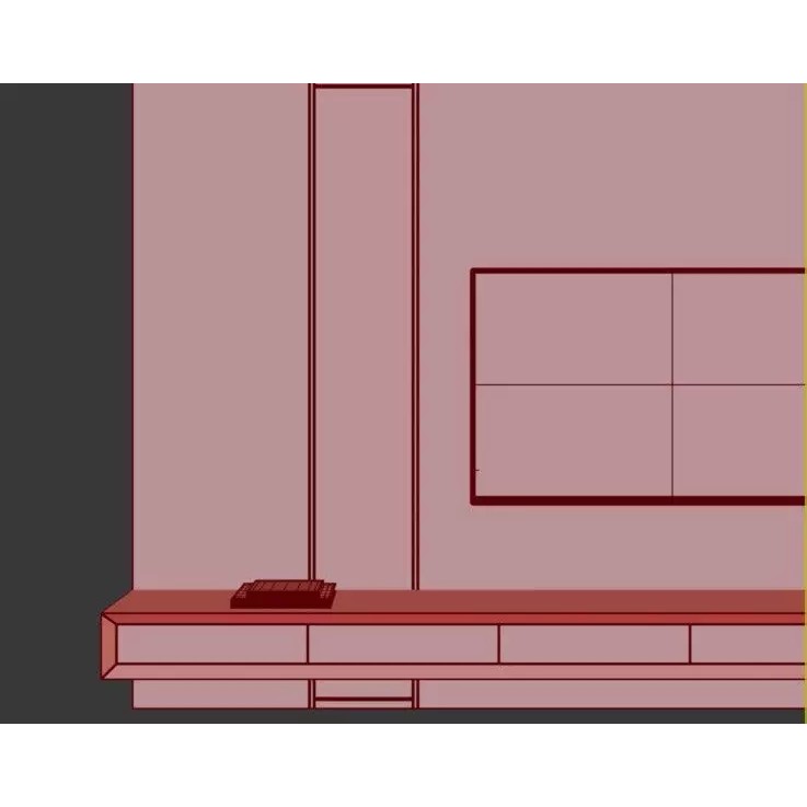Modern TV Wall 3D Model – Contemporary Design, FBX & OBJ Formats - View 7