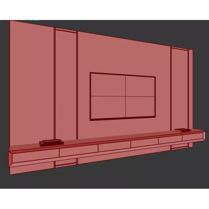 Modern TV Wall 3D Model – Contemporary Design, FBX & OBJ Formats - View 8