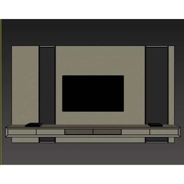 Modern TV Wall 3D Model – Contemporary Design, FBX & OBJ Formats - View 9