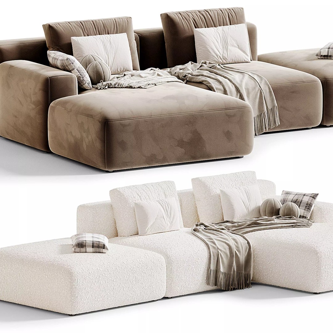 Marino Suedette Corner Modular Sofa 3D Model – Modern Furniture, OBJ, FBX - View 4