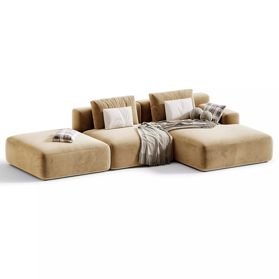 Marino Suedette Corner Modular Sofa 3D Model – Modern Furniture, OBJ, FBX - View 5