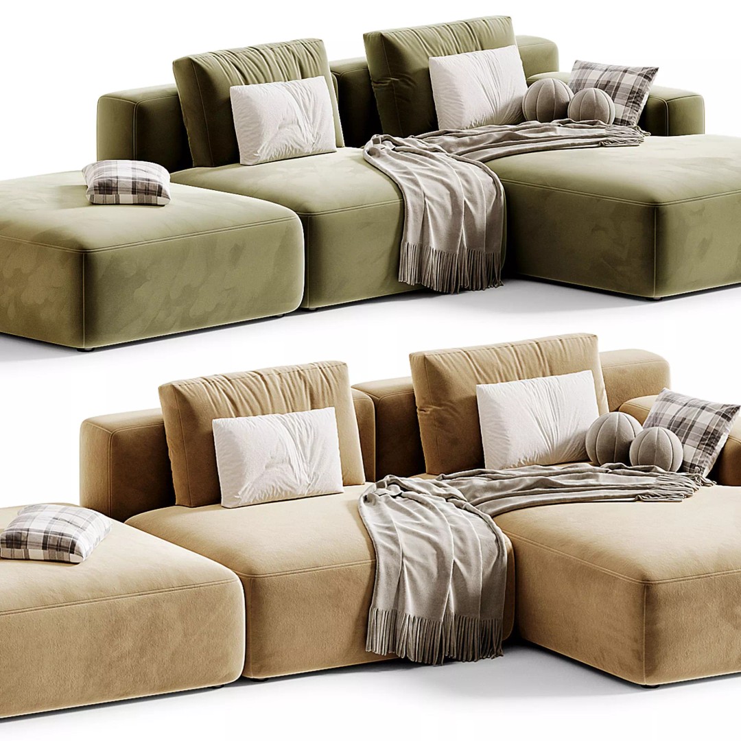 Marino Suedette Corner Modular Sofa 3D Model – Modern Furniture, OBJ, FBX - View 6
