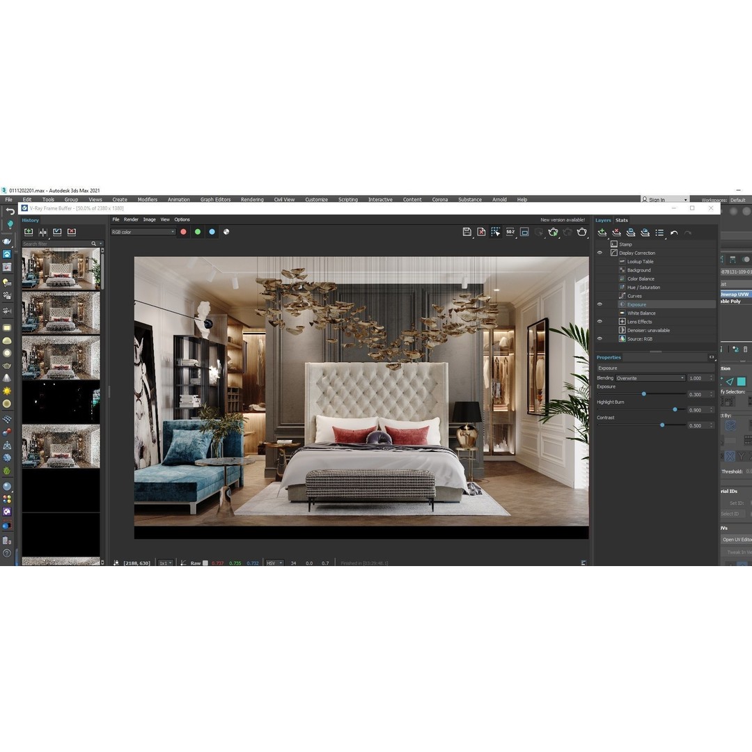 Modern Bedroom Luxury 3D Model – Realistic Interior Design, FBX - View 3