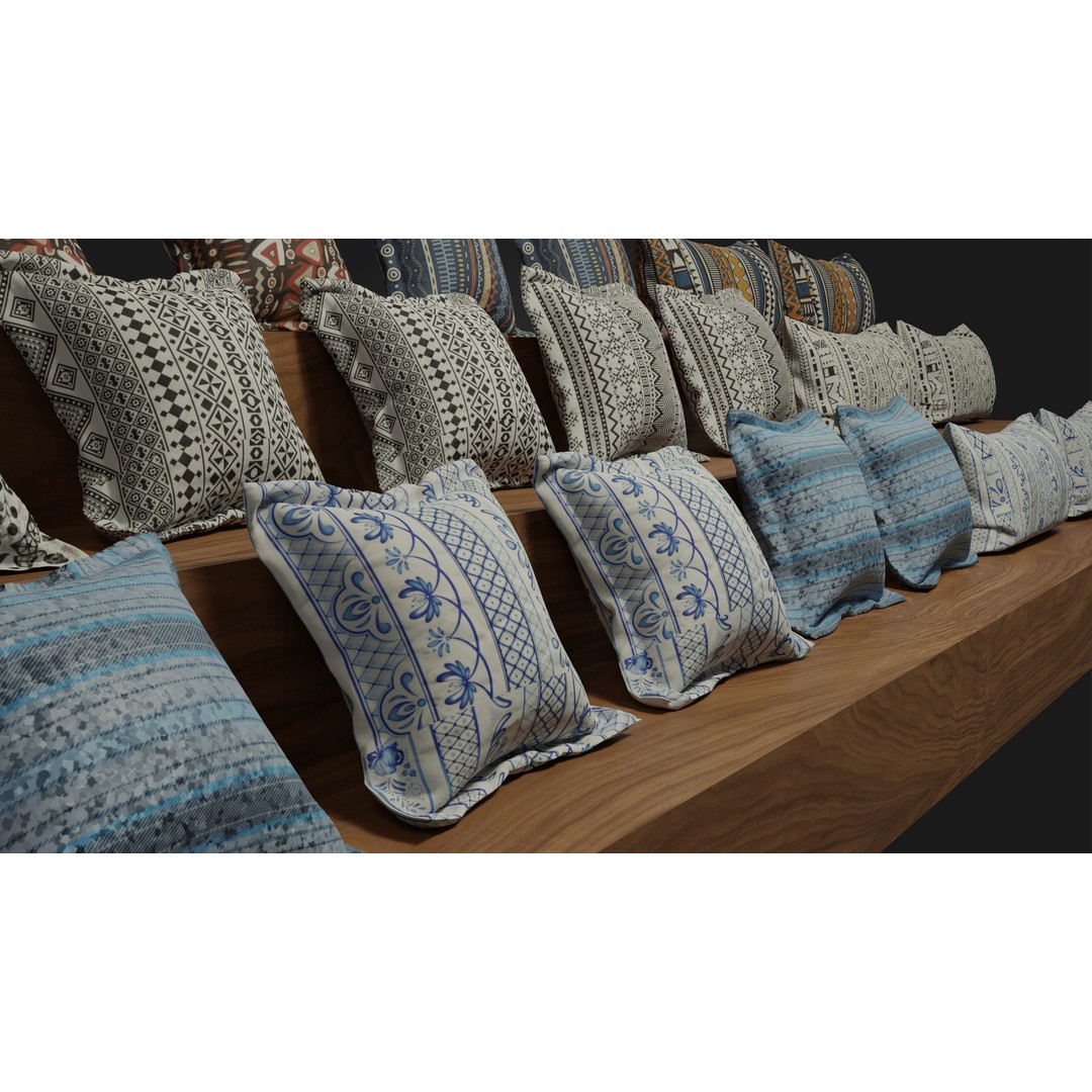 Modern Pillow Collection 3D Model – High-Detail Cushions for Archviz, FBX/OBJ - View 4