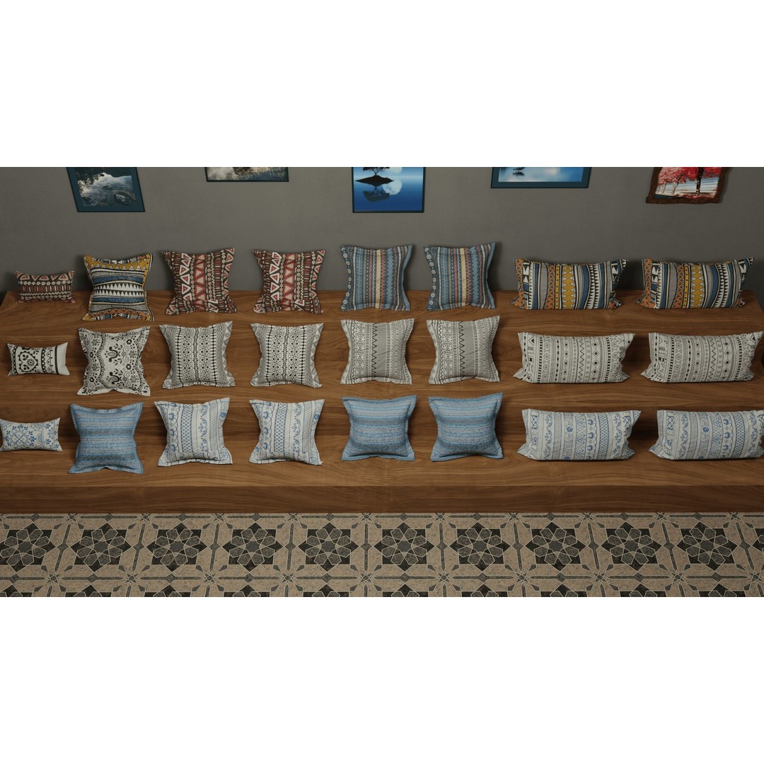 Modern Pillow Collection 3D Model – High-Detail Cushions for Archviz, FBX/OBJ - View 6