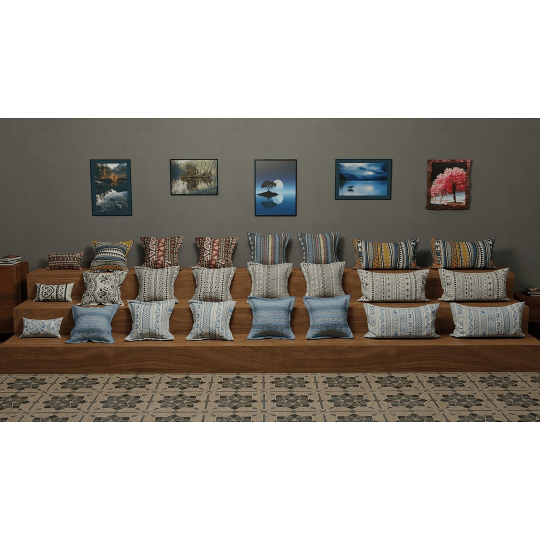 Modern Pillow Collection 3D Model – High-Detail Cushions for Archviz, FBX/OBJ - View 7