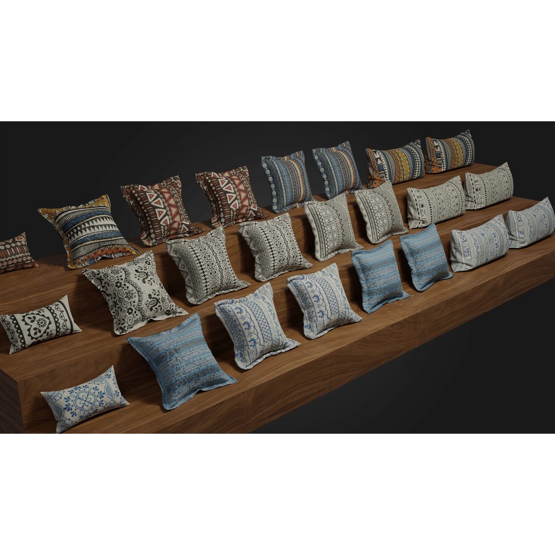 Modern Pillow Collection 3D Model – High-Detail Cushions for Archviz, FBX/OBJ - View 8