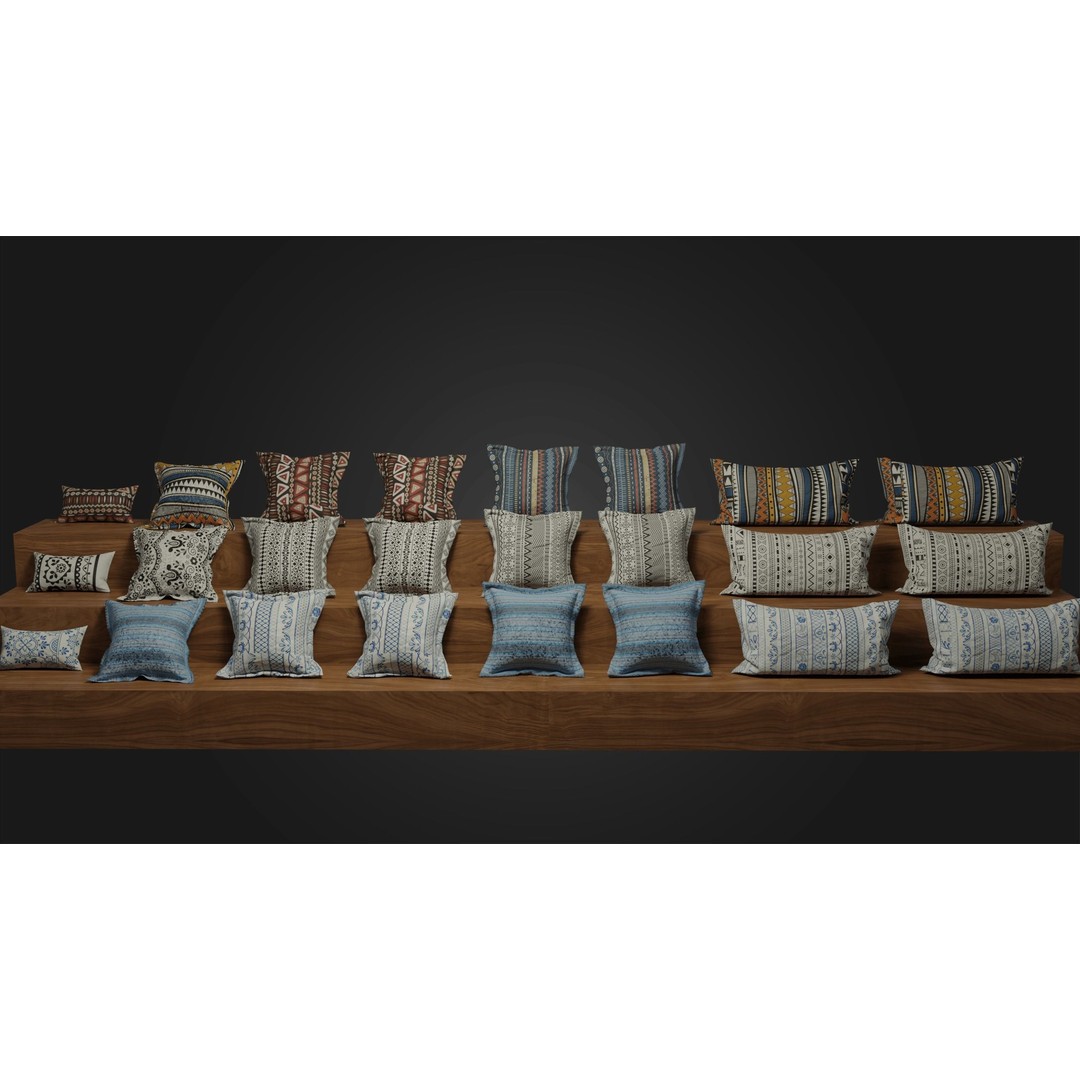 Modern Pillow Collection 3D Model – High-Detail Cushions for Archviz, FBX/OBJ - View 9