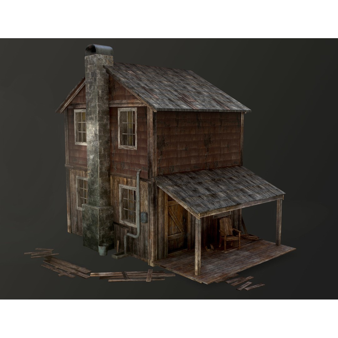 Old House 3D Model – Low Poly Game Asset for Village or Forest