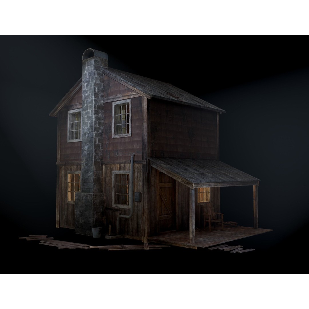 Old House 3D Model – Low Poly Game Asset for Village or Forest - View 10