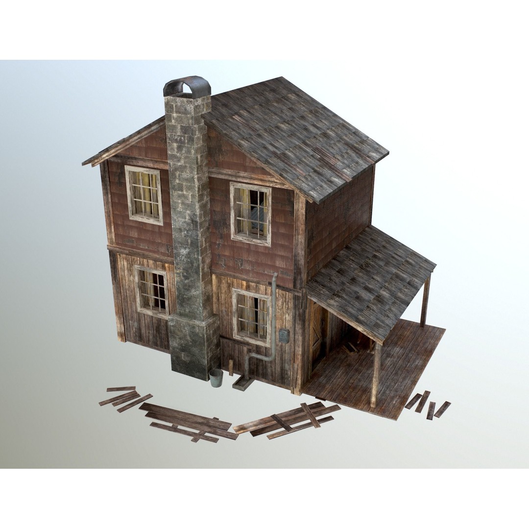 Old House 3D Model – Low Poly Game Asset for Village or Forest - View 11