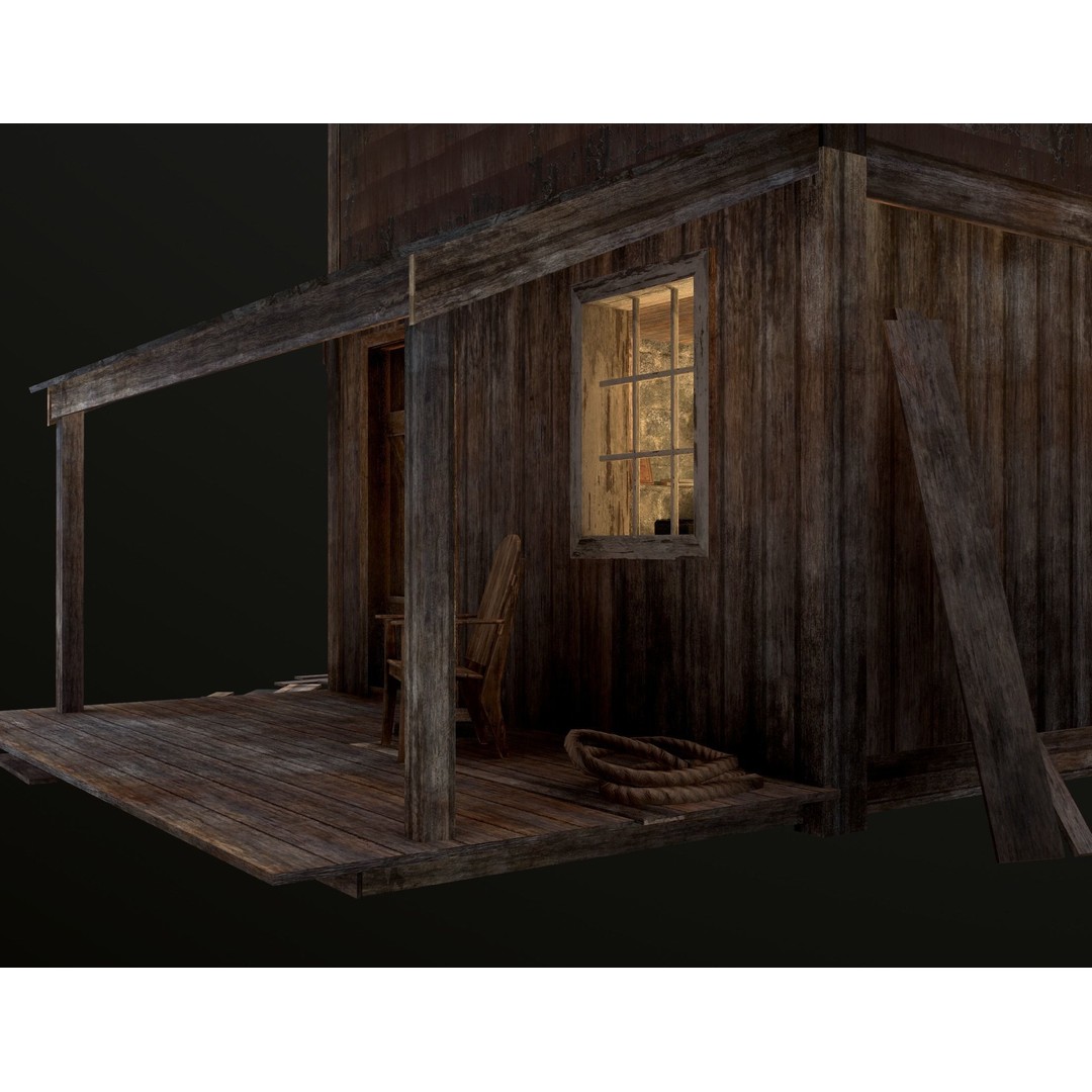 Old House 3D Model – Low Poly Game Asset for Village or Forest - View 13