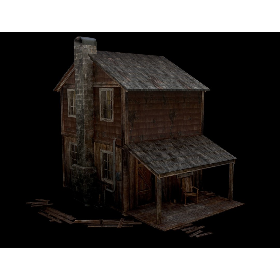 Old House 3D Model – Low Poly Game Asset for Village or Forest - View 14