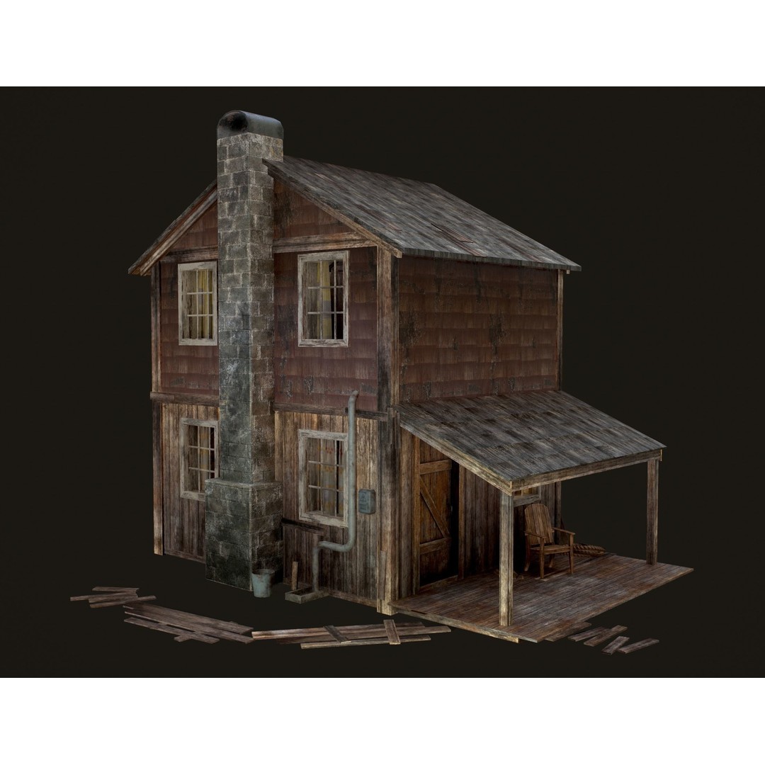 Old House 3D Model – Low Poly Game Asset for Village or Forest - View 16