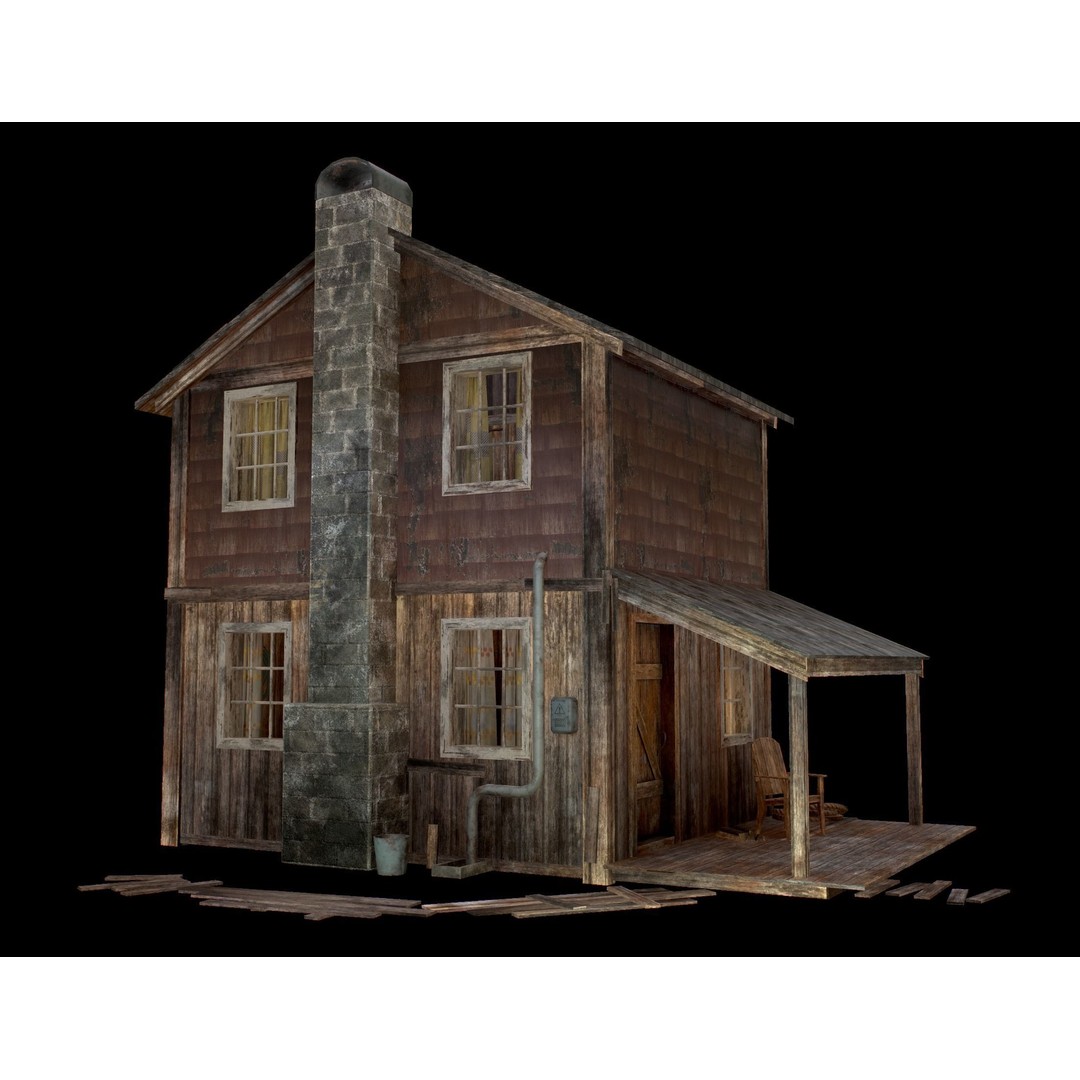 Old House 3D Model – Low Poly Game Asset for Village or Forest - View 17