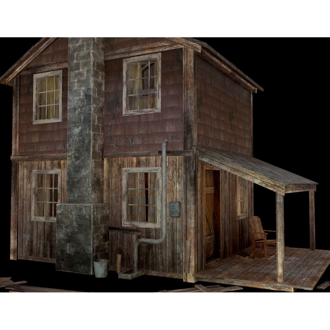 Old House 3D Model – Low Poly Game Asset for Village or Forest - View 18
