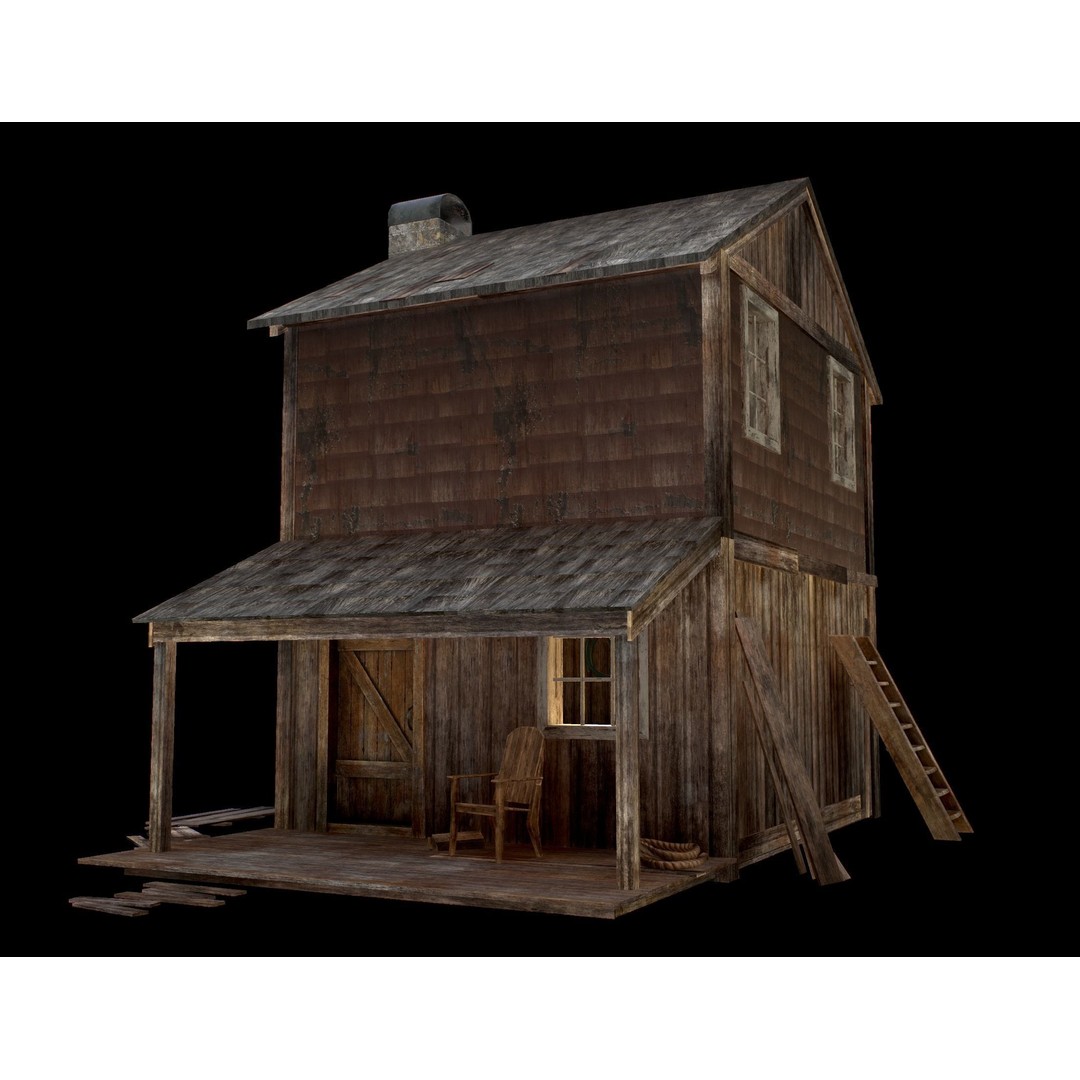 Old House 3D Model – Low Poly Game Asset for Village or Forest - View 19