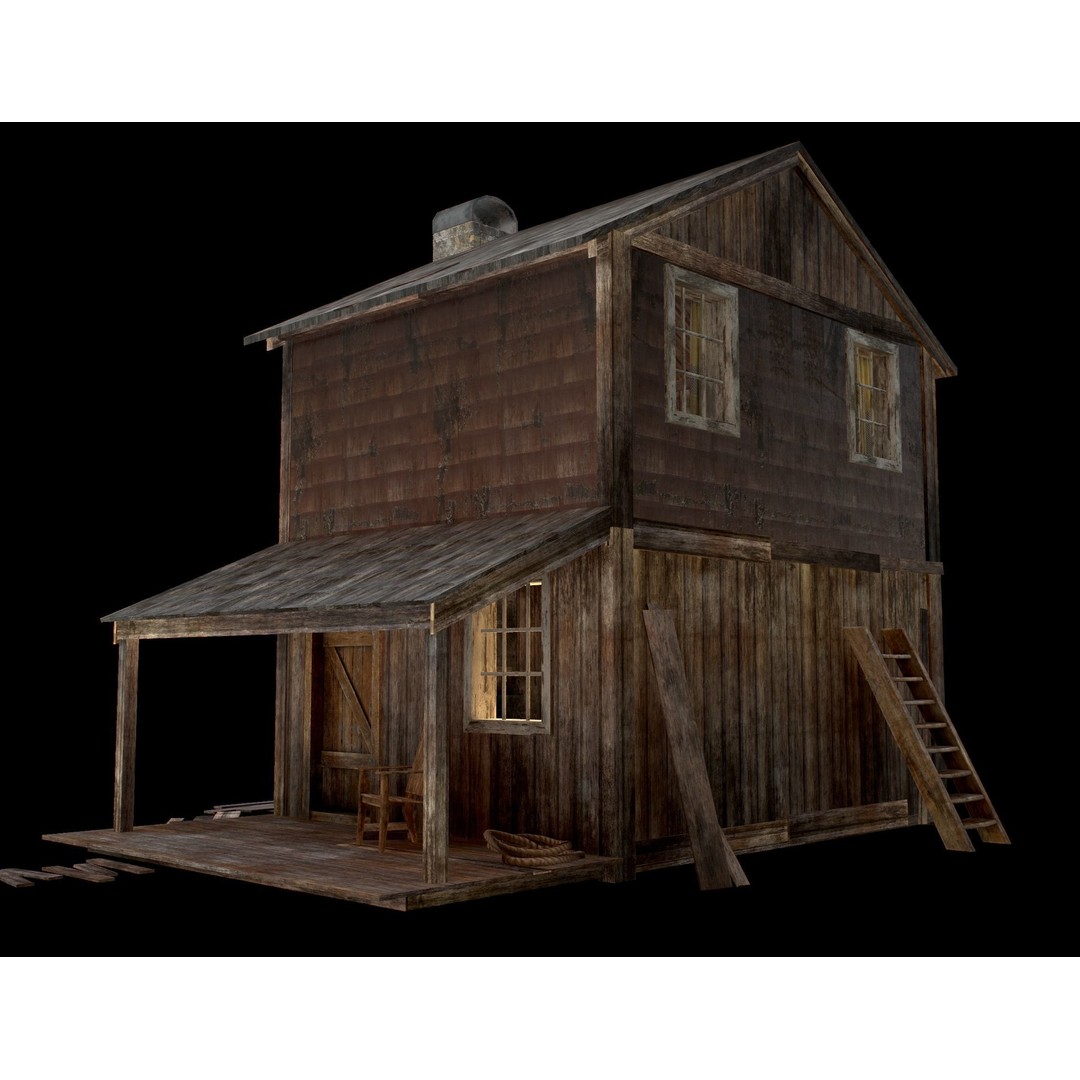Old House 3D Model – Low Poly Game Asset for Village or Forest - View 20
