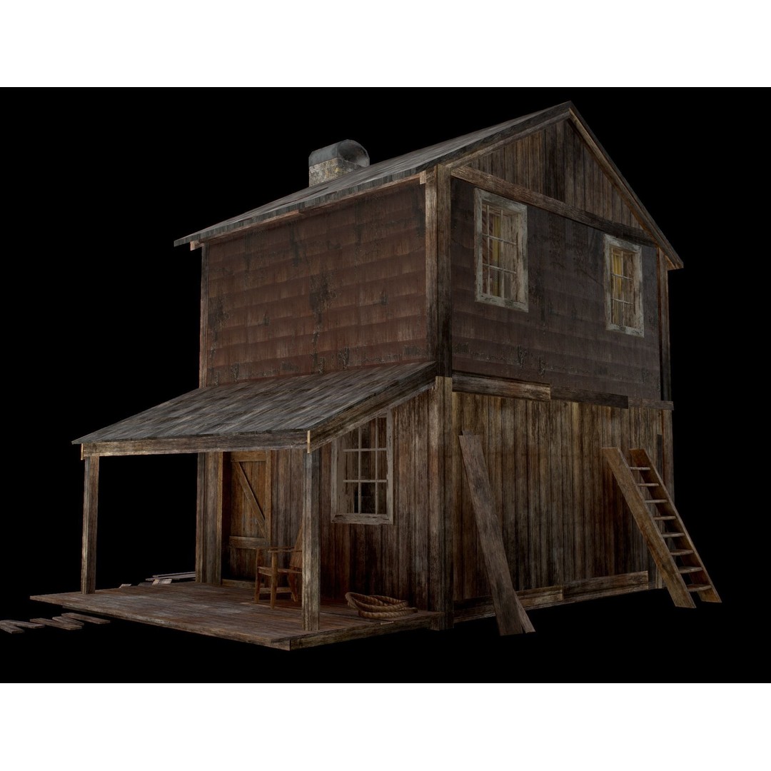 Old House 3D Model – Low Poly Game Asset for Village or Forest - View 21