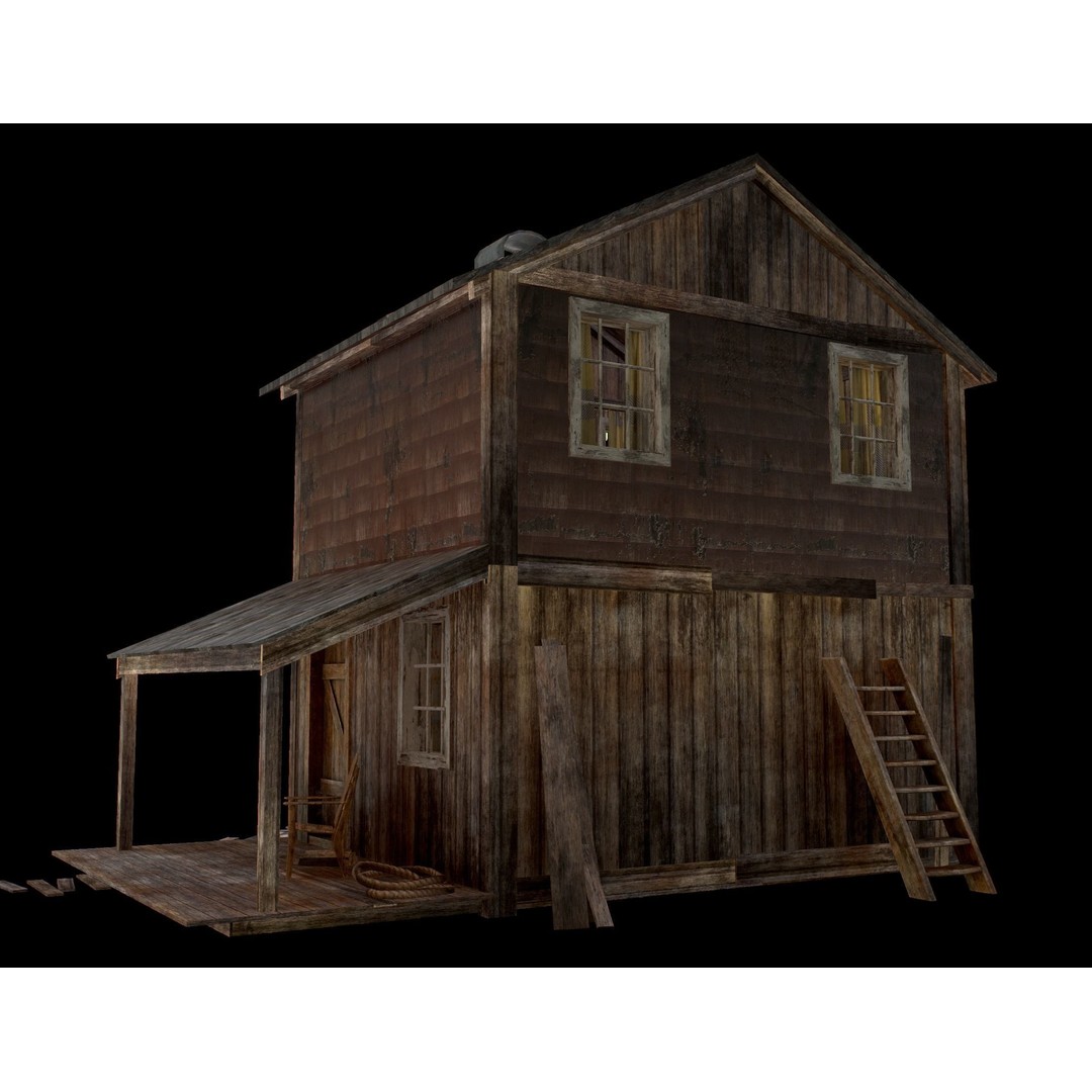 Old House 3D Model – Low Poly Game Asset for Village or Forest - View 22