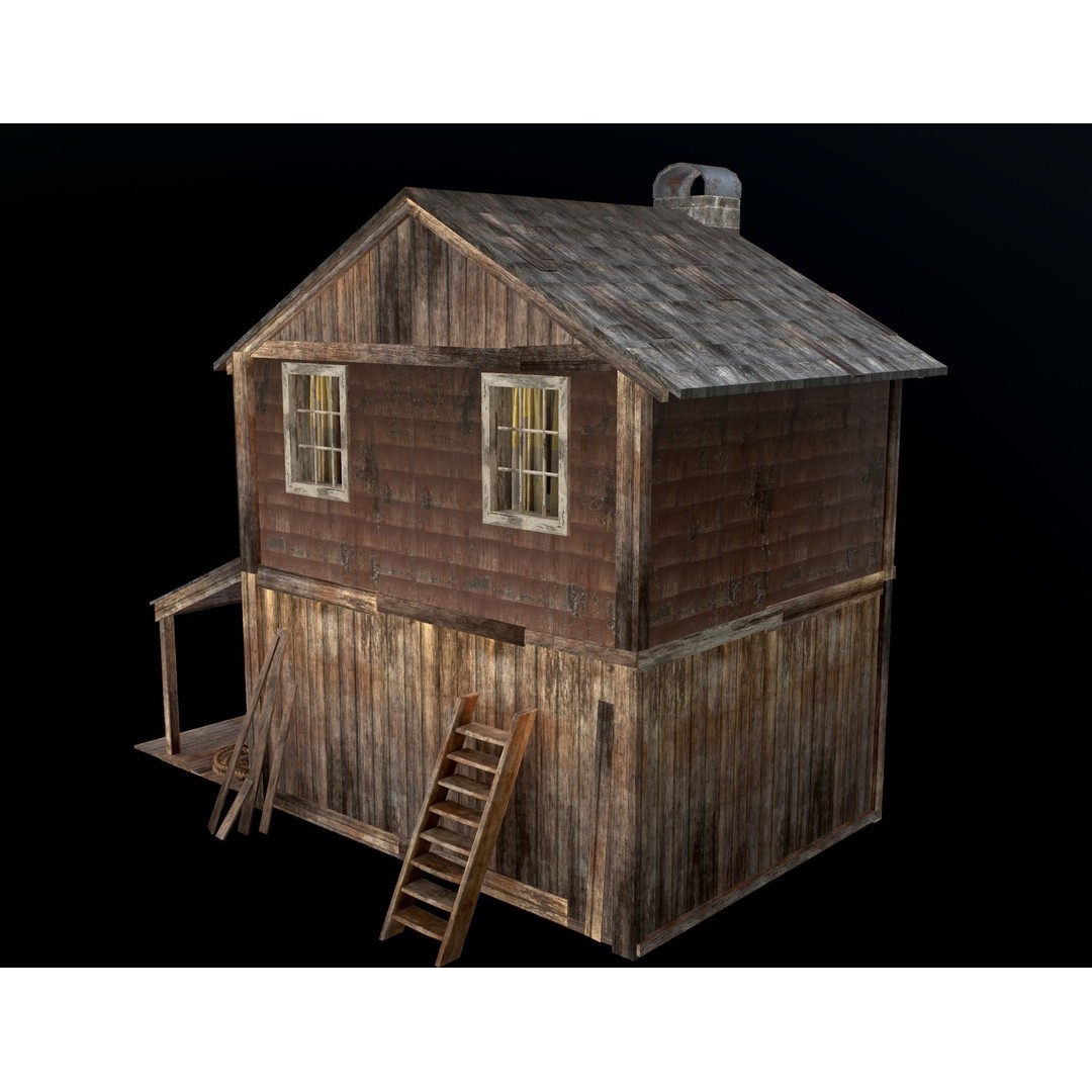 Old House 3D Model – Low Poly Game Asset for Village or Forest - View 23