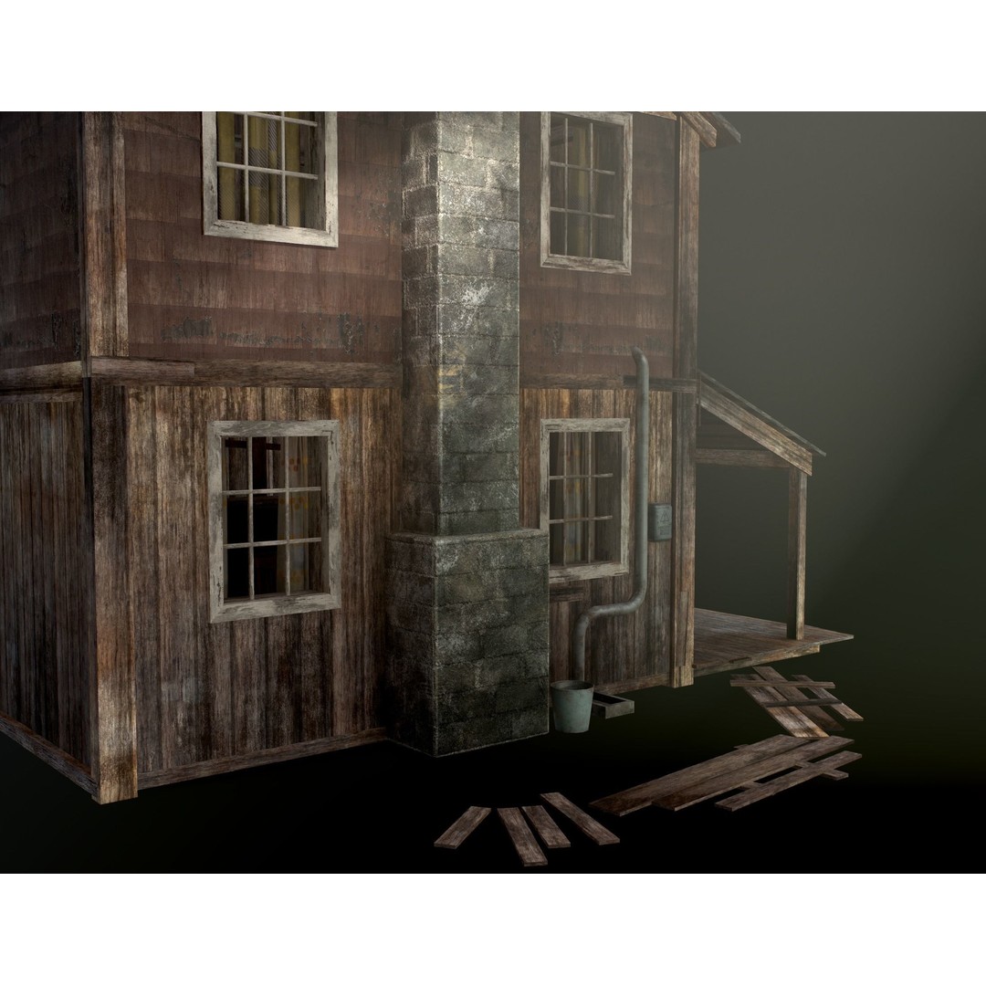 Old House 3D Model – Low Poly Game Asset for Village or Forest - View 24