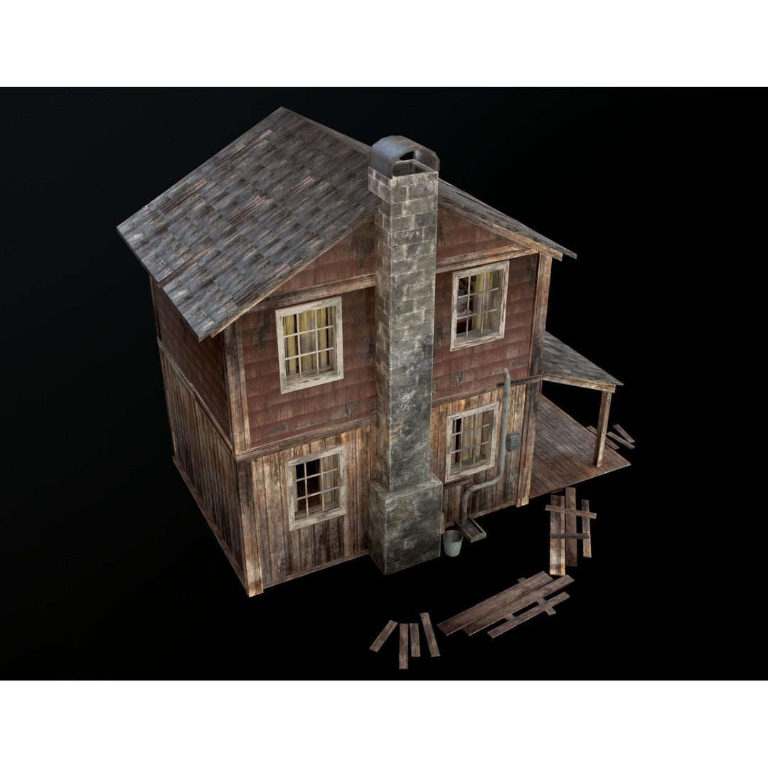 Old House 3D Model – Low Poly Game Asset for Village or Forest - View 25
