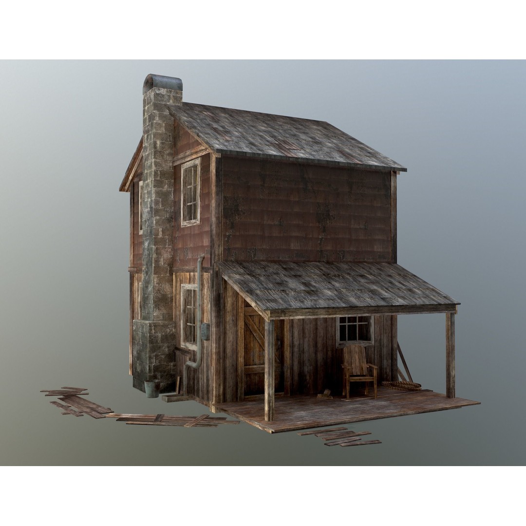 Old House 3D Model – Low Poly Game Asset for Village or Forest - View 26
