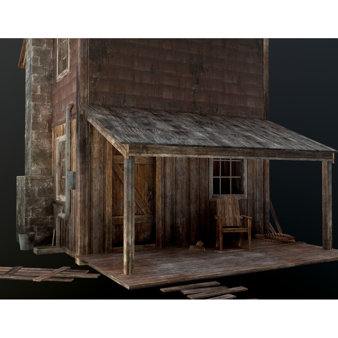 Old House 3D Model – Low Poly Game Asset for Village or Forest - View 27