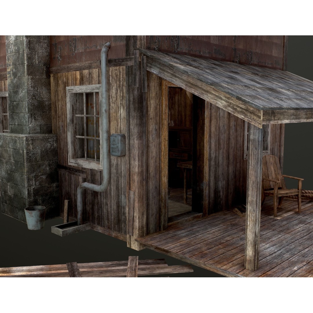 Old House 3D Model – Low Poly Game Asset for Village or Forest - View 3