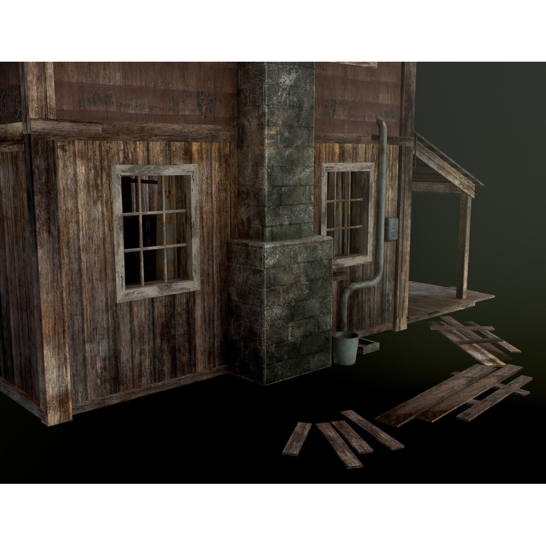 Old House 3D Model – Low Poly Game Asset for Village or Forest - View 35