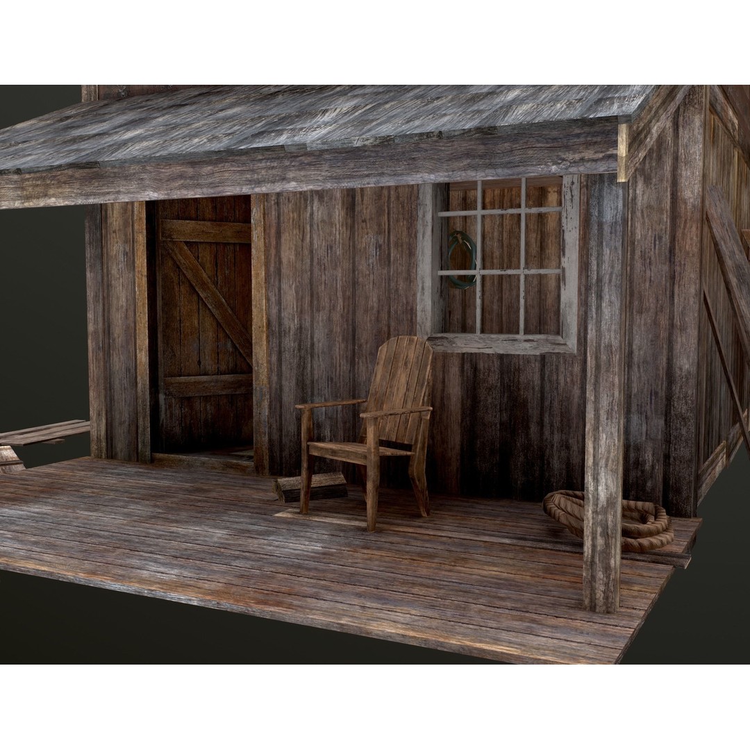 Old House 3D Model – Low Poly Game Asset for Village or Forest - View 36