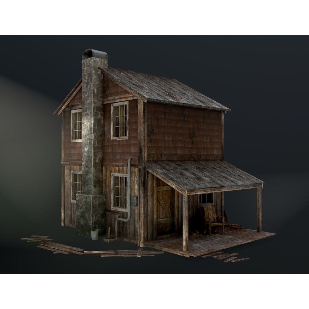 Old House 3D Model – Low Poly Game Asset for Village or Forest - View 38