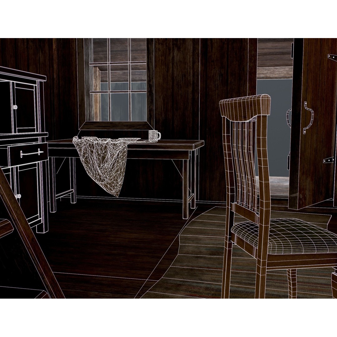 Old House 3D Model – Low Poly Game Asset for Village or Forest - View 45