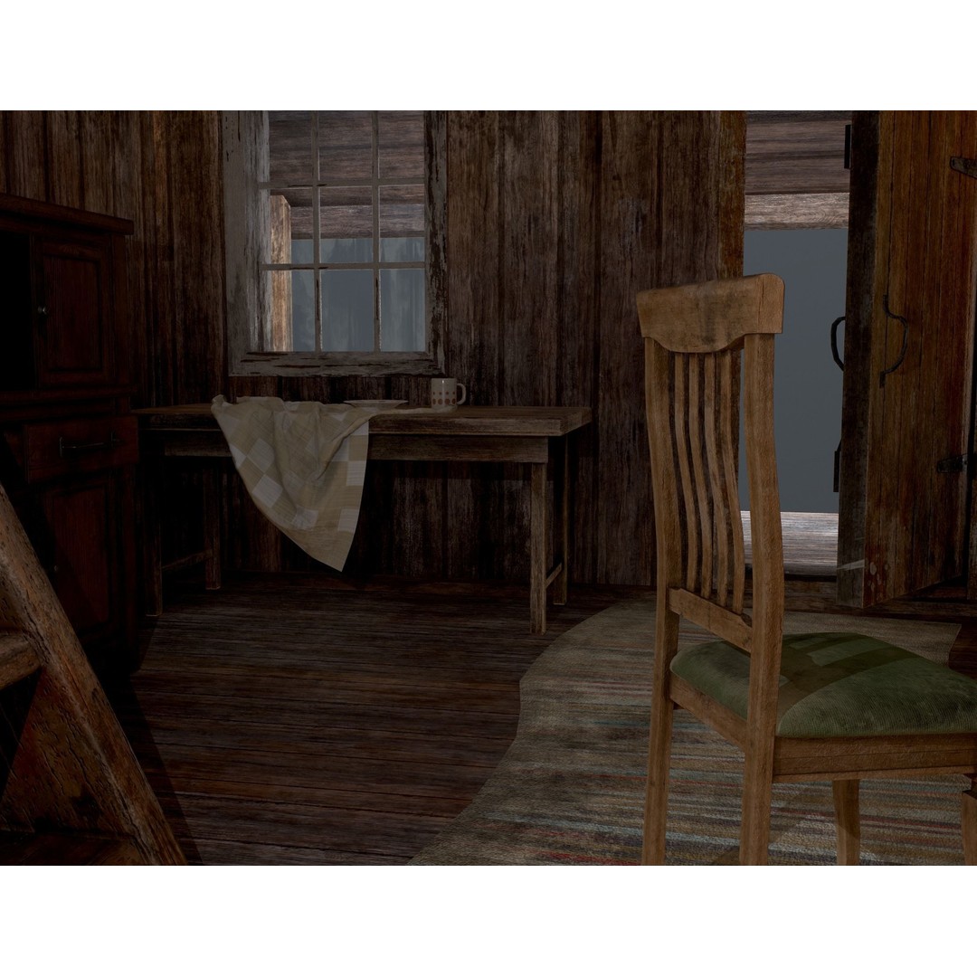 Old House 3D Model – Low Poly Game Asset for Village or Forest - View 46