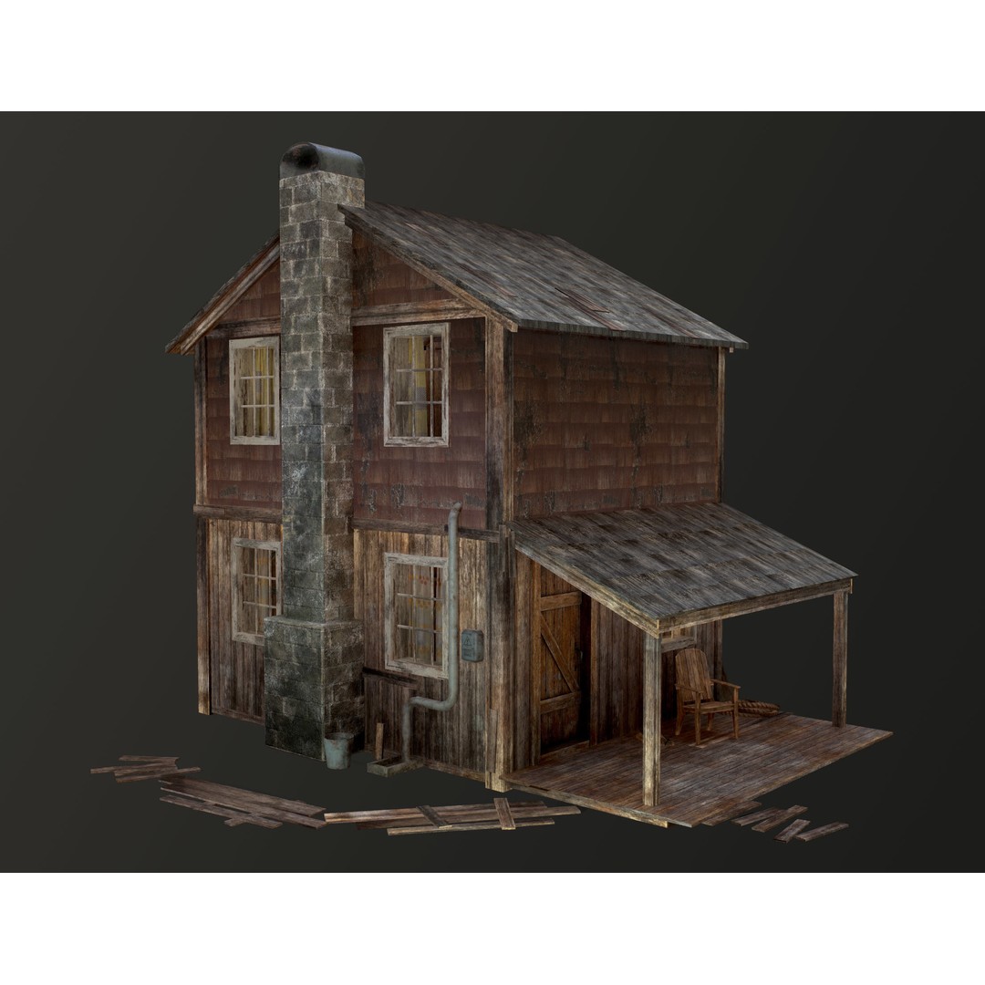 Old House 3D Model – Low Poly Game Asset for Village or Forest - View 49