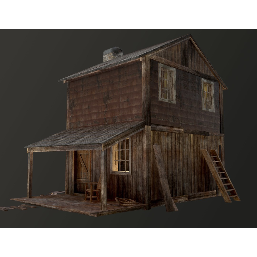 Old House 3D Model – Low Poly Game Asset for Village or Forest - View 50