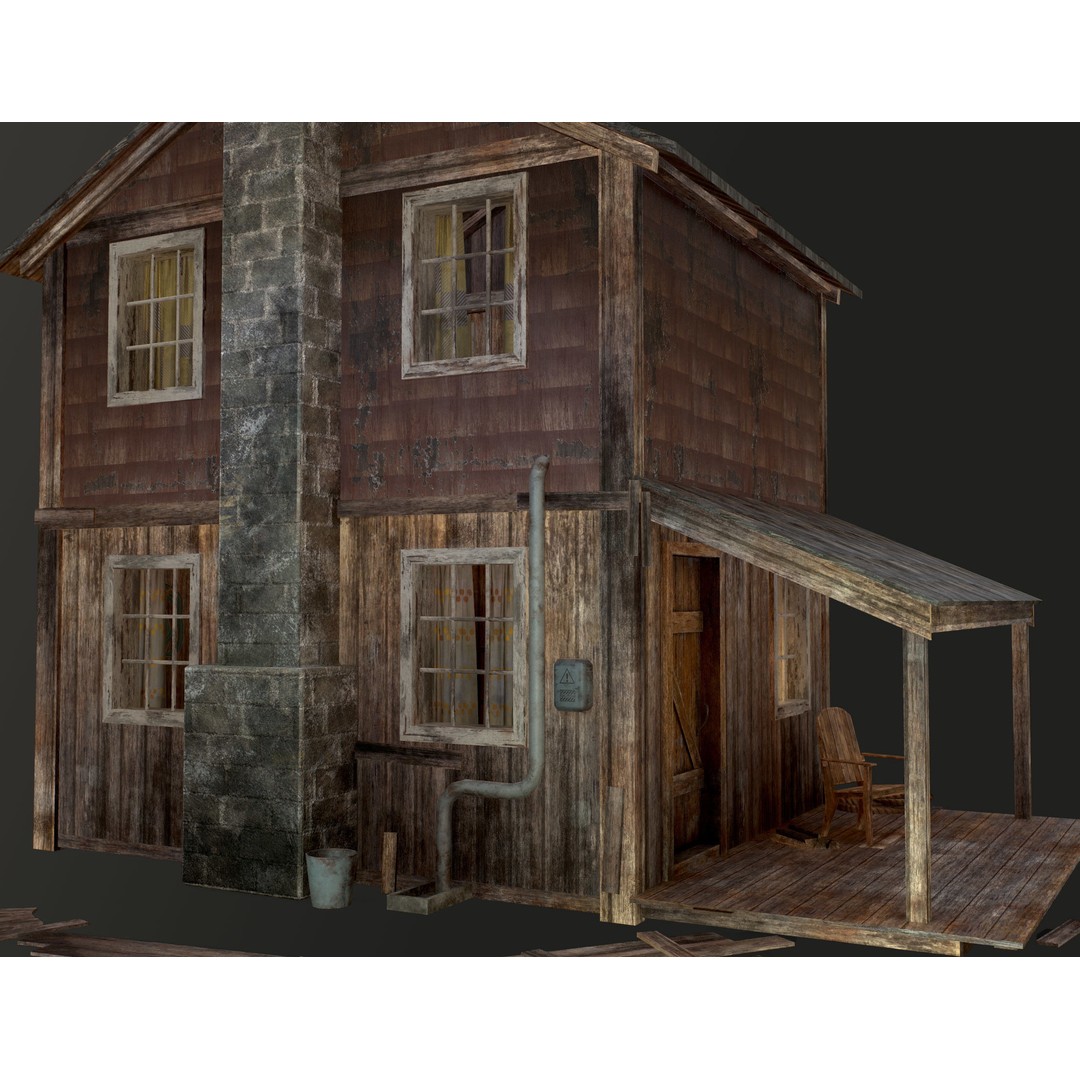 Old House 3D Model – Low Poly Game Asset for Village or Forest - View 51